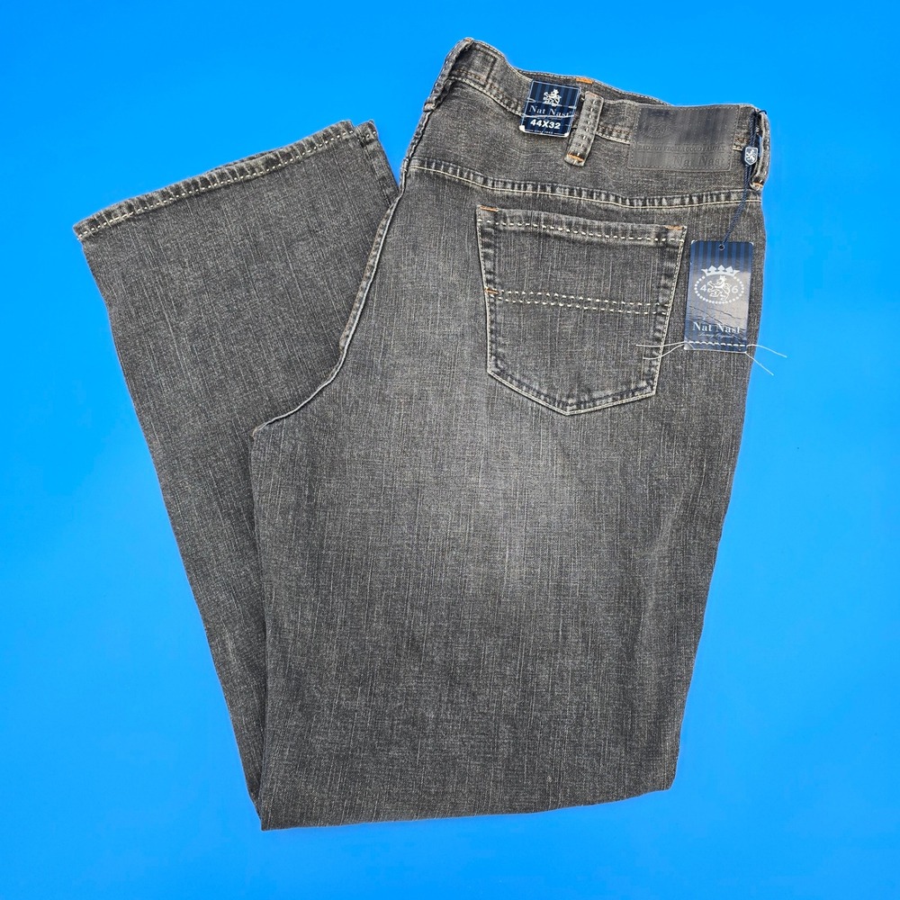 Nat Nast Luxury Originals Jeans Mens 44x32 Black Wash Stretch Denim NWT Big Tall